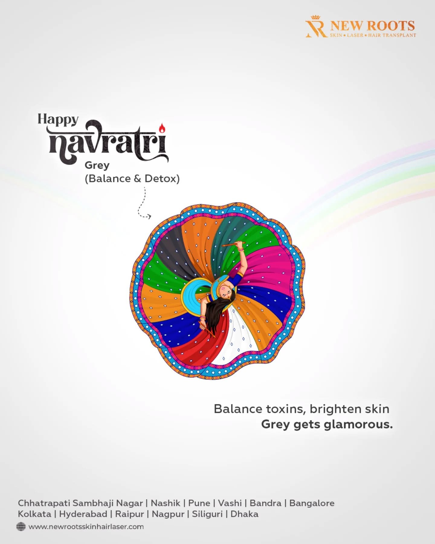 "This Navratri, let the calmness of Grey add balance to your beauty ✨🌙

#navratri #vibes #day6 #newroots
